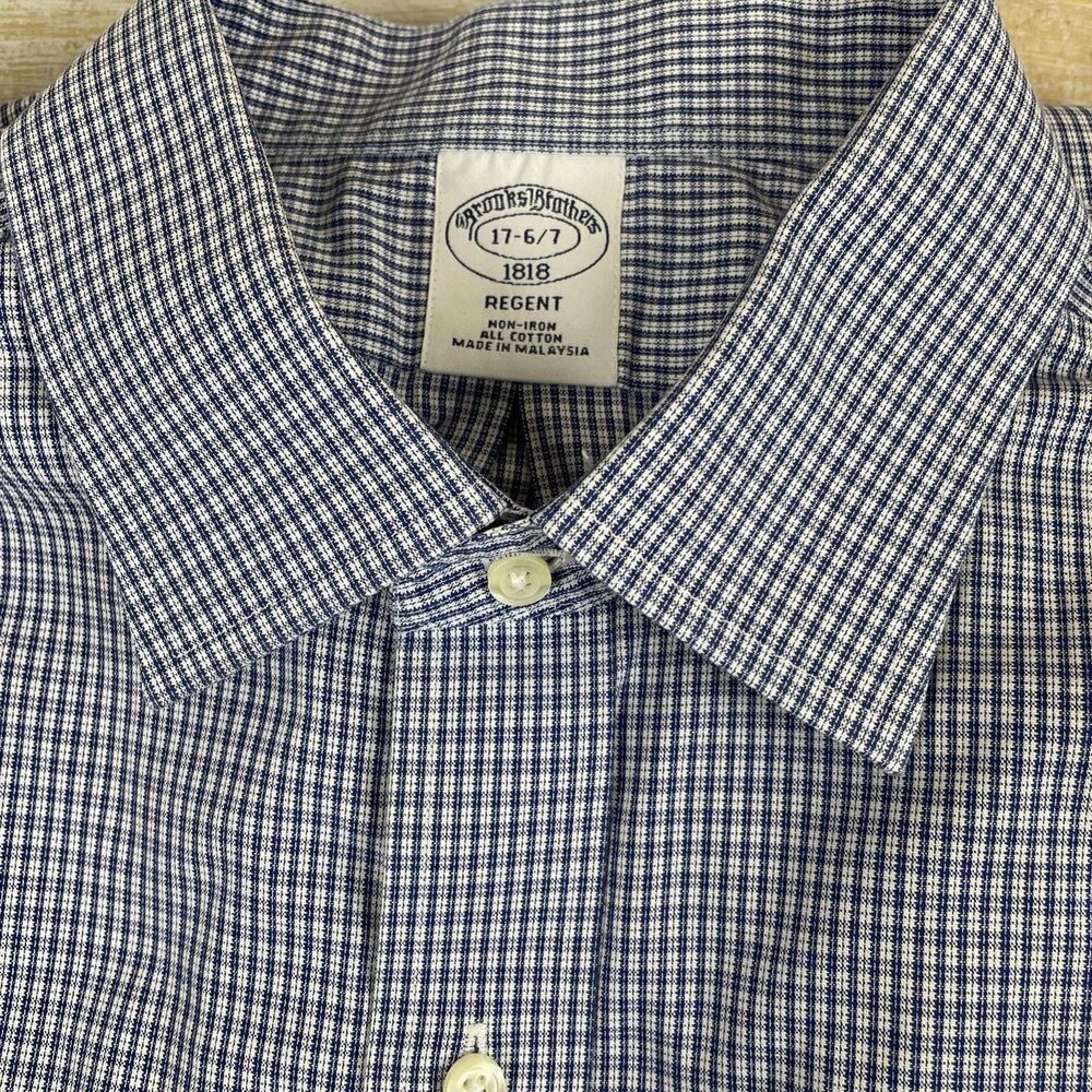 Brooks Brothers Men's 17 Regent Blue Plaid Button Down Shirt Long Sleeve